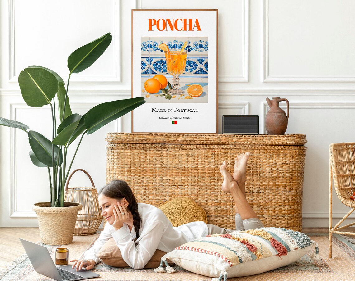 Poncha On Azulejo Tile Portugal Travel Poster - Image 2
