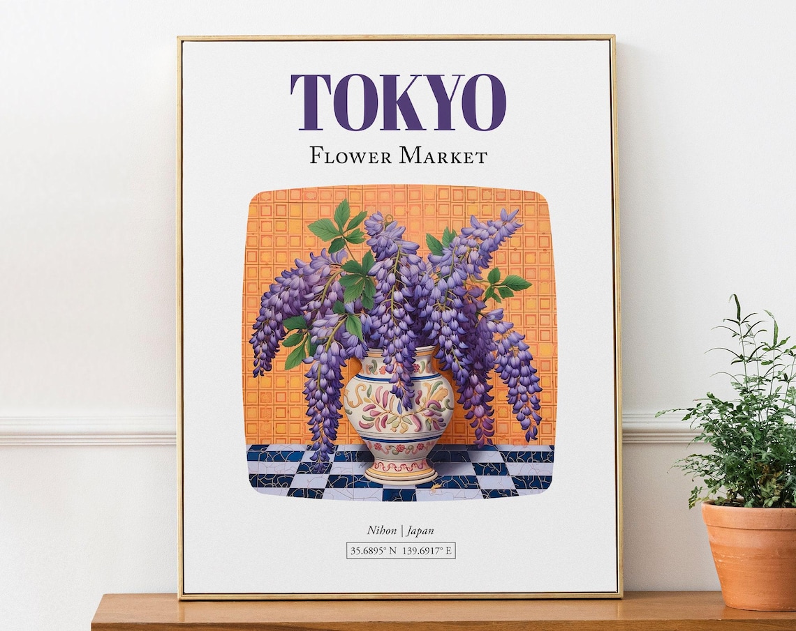 Tokyo Flower Market Wisteria Bouquet Art Print