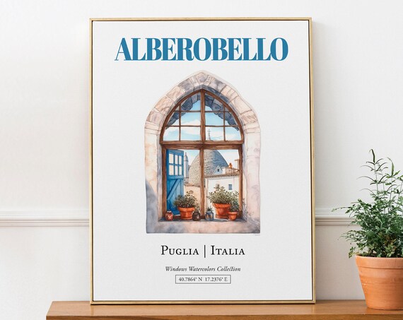 Alberobello Puglia Italia Watercolor Travel Poster