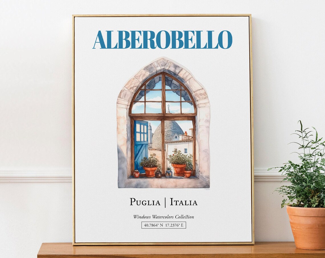 Alberobello Puglia Italia Watercolor Travel Poster