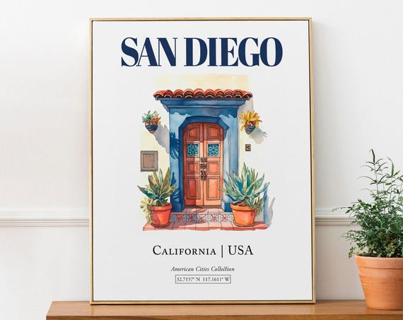 San Diego Minimalist Watercolor Travel Poster
