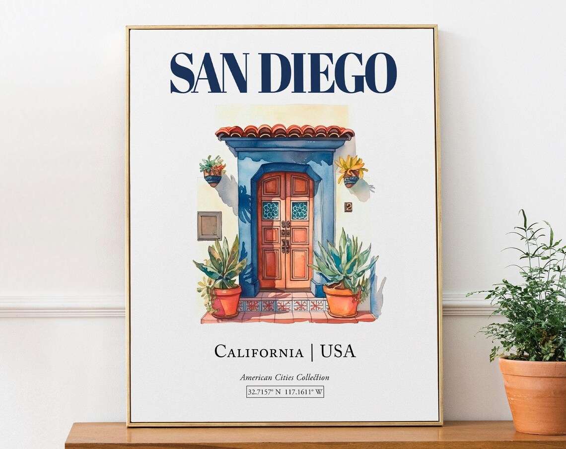 San Diego Minimalist Watercolor Travel Poster