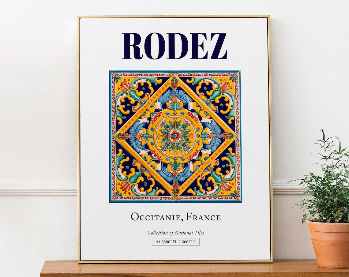 Rodez Occitanie France Folk Traditional Travel Poster