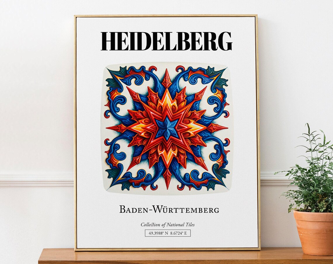Heidelberg Baden-Württemberg Germany Tile Pattern Travel Poster