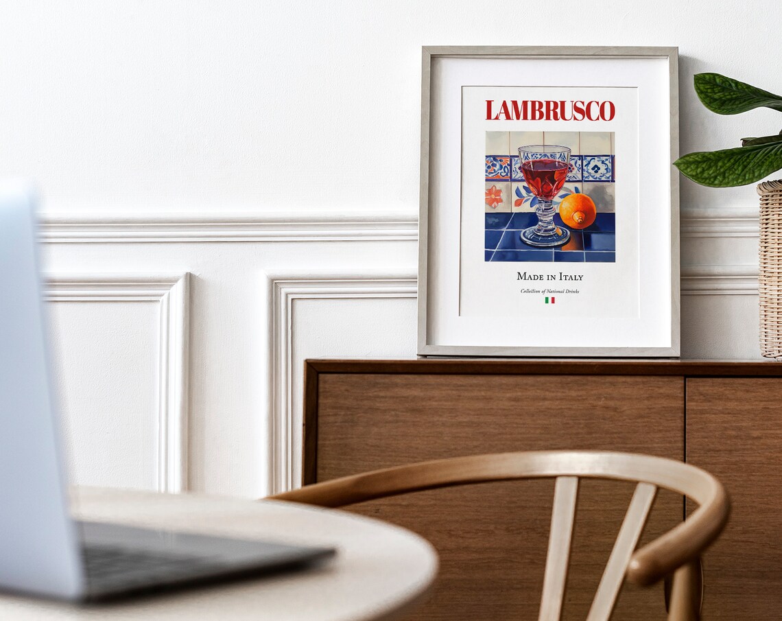 Lambrusco on Maiolica Tile, Italian Beverage Art Print - Image 4