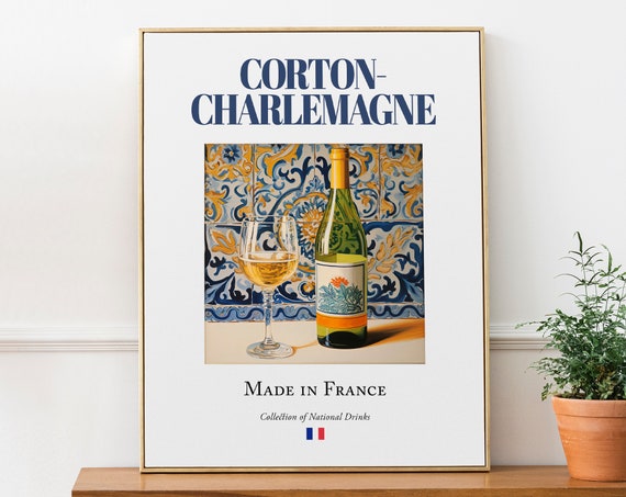 Corton-Charlemagne Maiolica Tile Drink Art Print