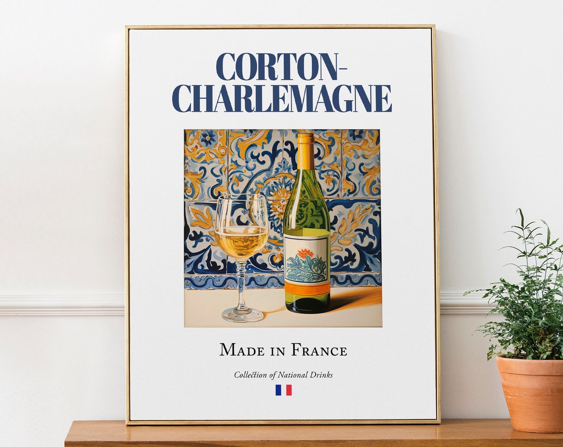Corton-Charlemagne Maiolica Tile Drink Art Print