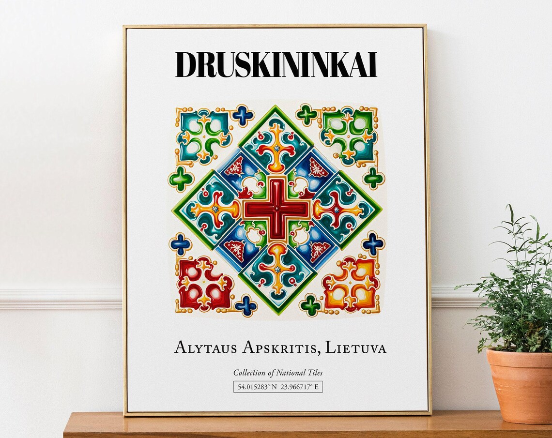 Druskininkai Lithuania Traditional Tile Pattern Poster