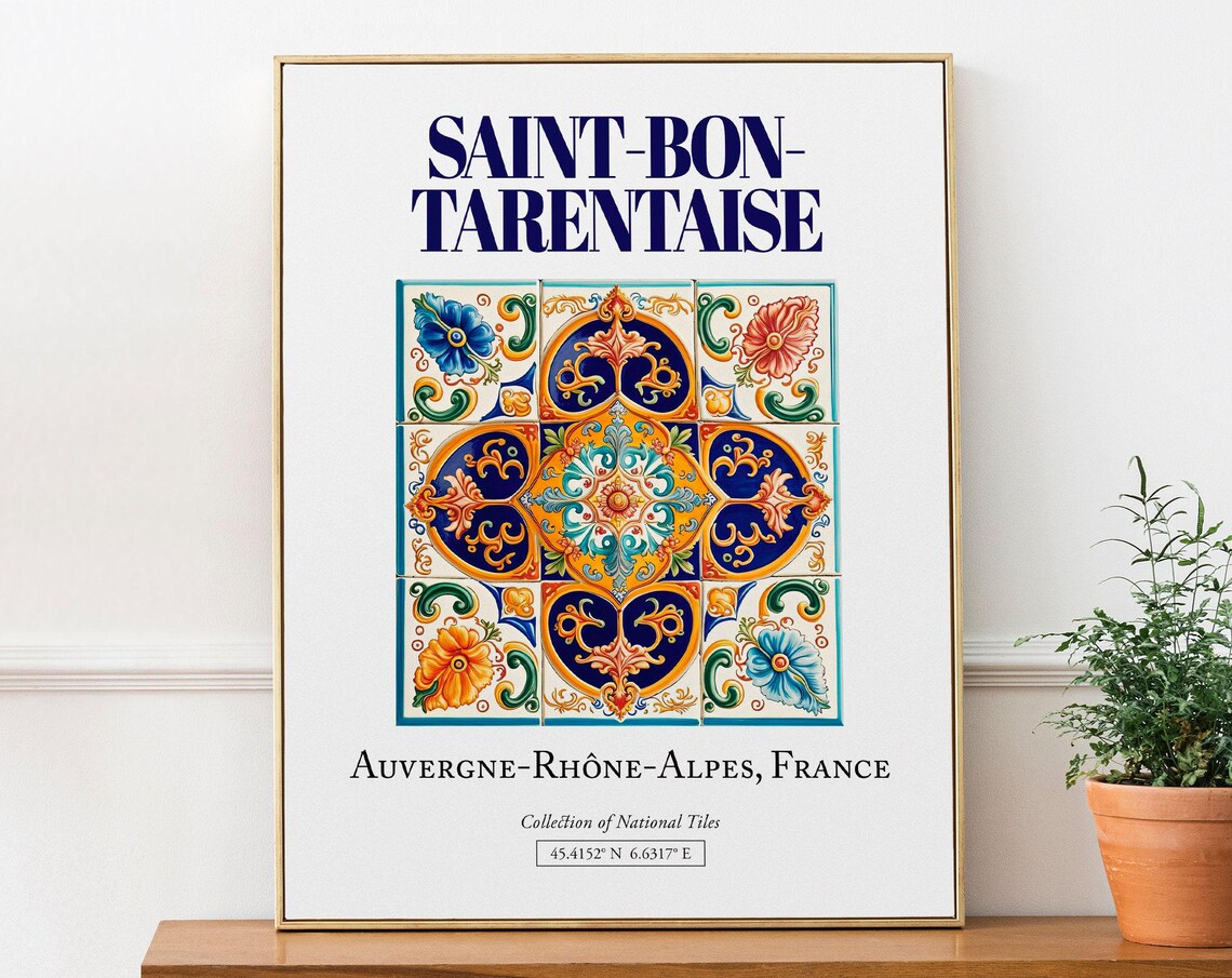 Saint-Bon-Tarentaise France Travel Poster, Traditional Tile