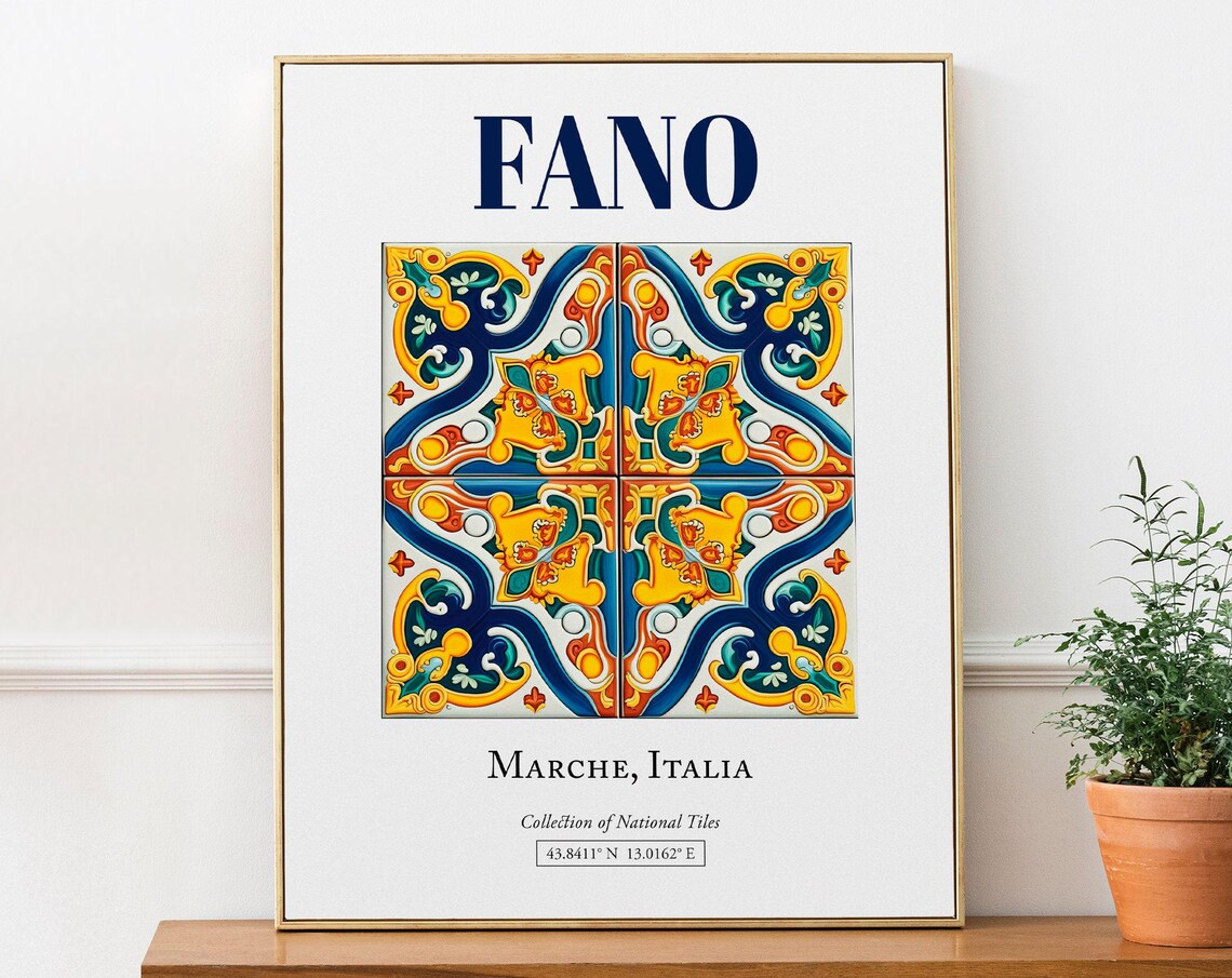 Fano Marche Italy Minimalist Maiolica Tile Art Print