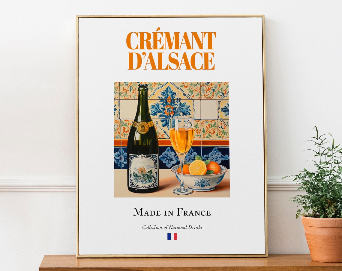 Crmant Dalsace On Maiolica Tile, French Beverage Poster