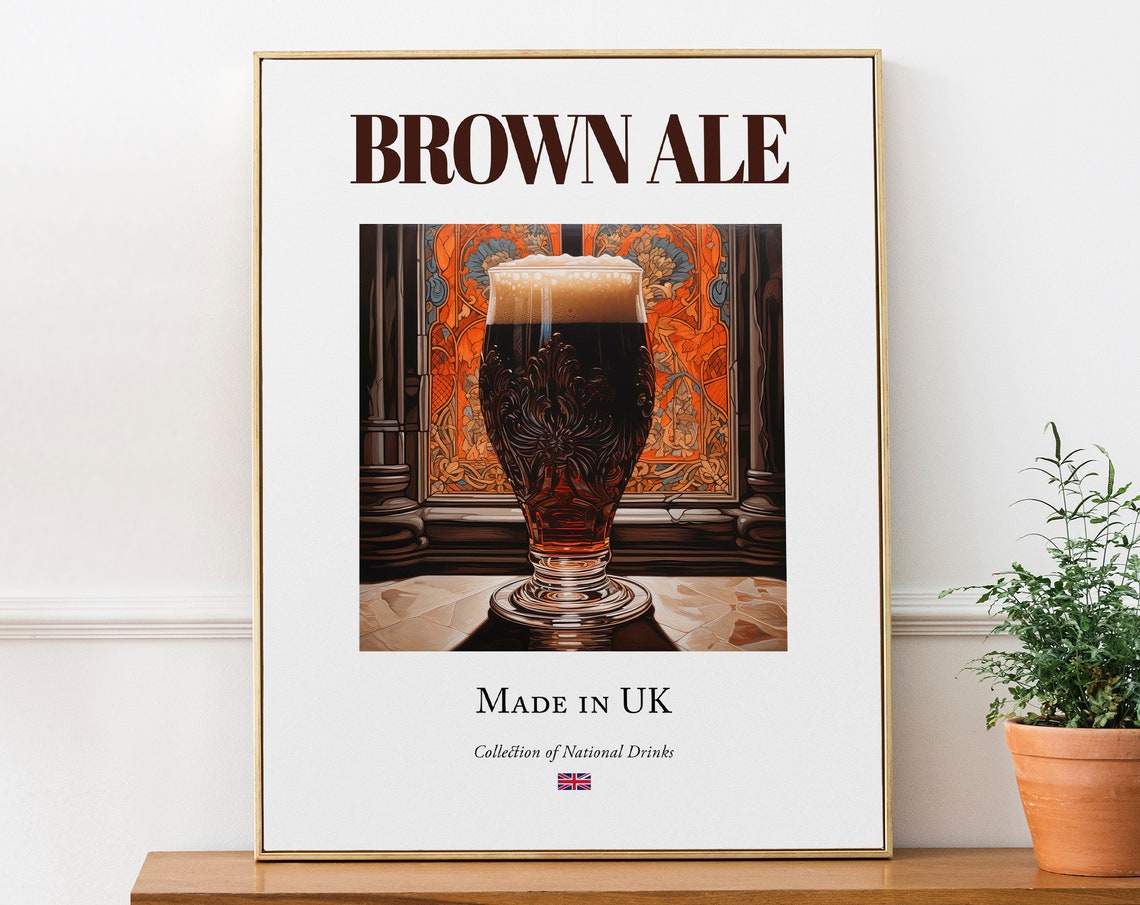 Brown Ale on Maiolica Tile, Traditional English Poster