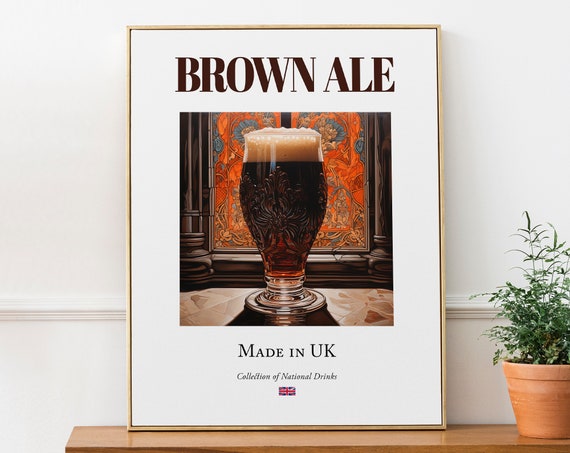Brown Ale on Maiolica Tile, Traditional English Poster