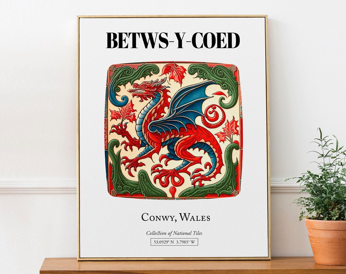 Betws-y-Coed Conwy Wales Travel Poster, Tile Pattern
