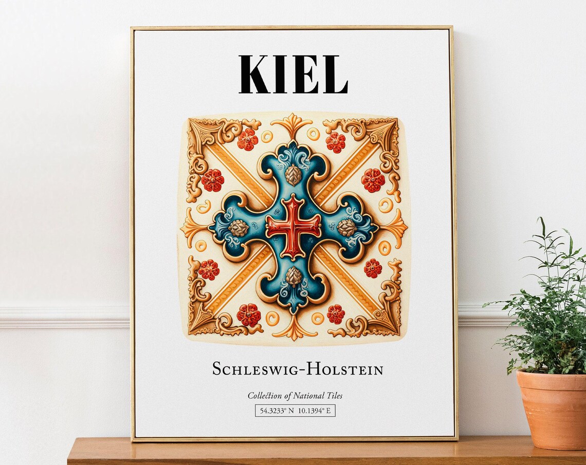 Kiel Schleswigholstein Germany Tile Pattern Travel Poster