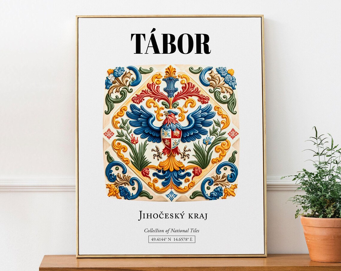 Czech Republic Heraldic Eagle Tile Art Print
