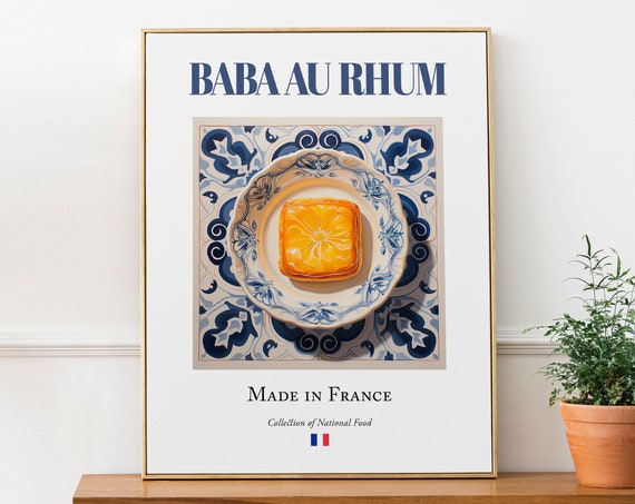 Baba Au Rhum on Maiolica Tile Plate, French Food Art Print