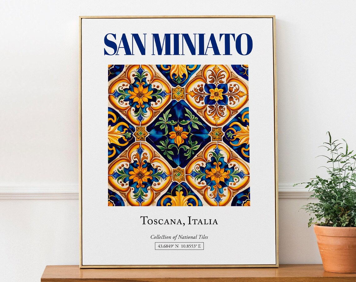 San Miniato Toscana Italy Minimalist Maiolica Tile Art Print