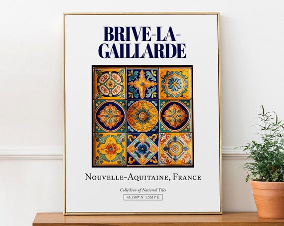 Brivelagaillarde Nouvelleaquitaine France Minimalist Travel Poster