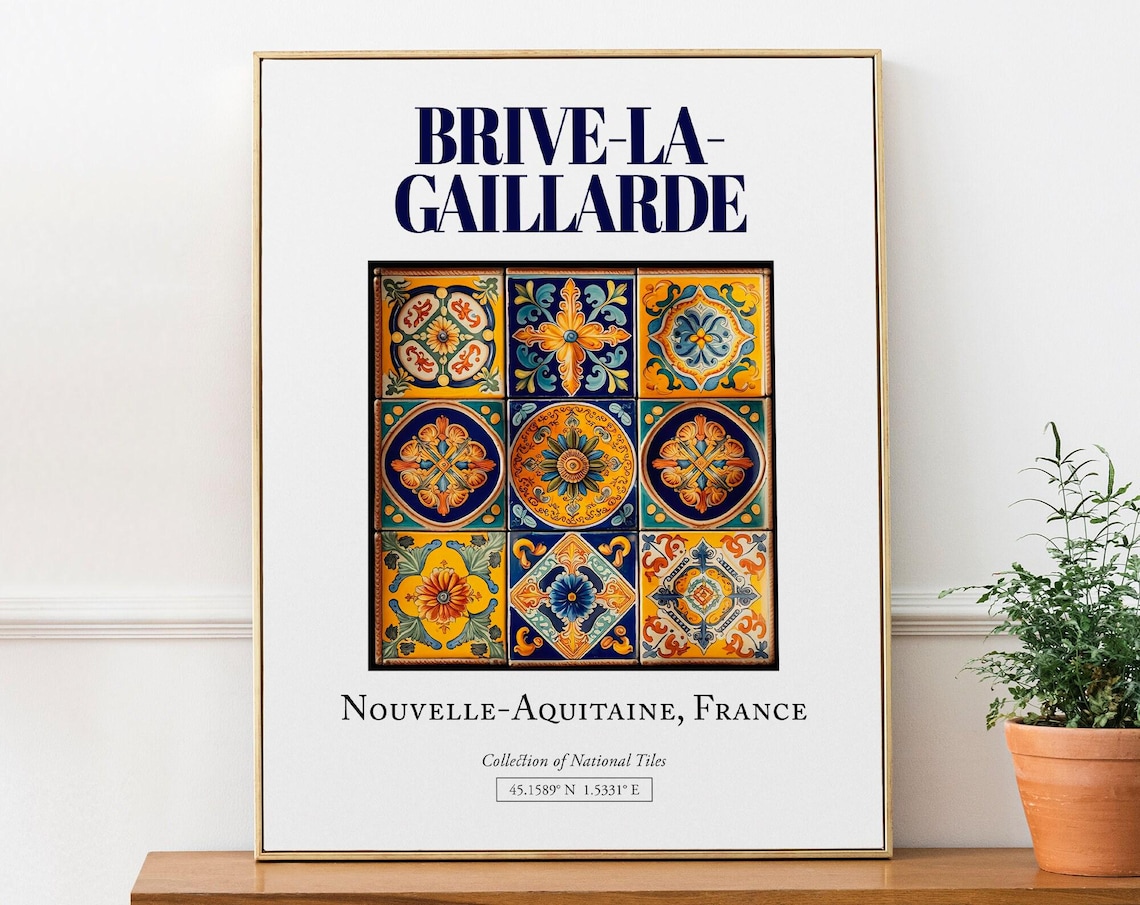 Brivelagaillarde Nouvelleaquitaine France Minimalist Travel Poster