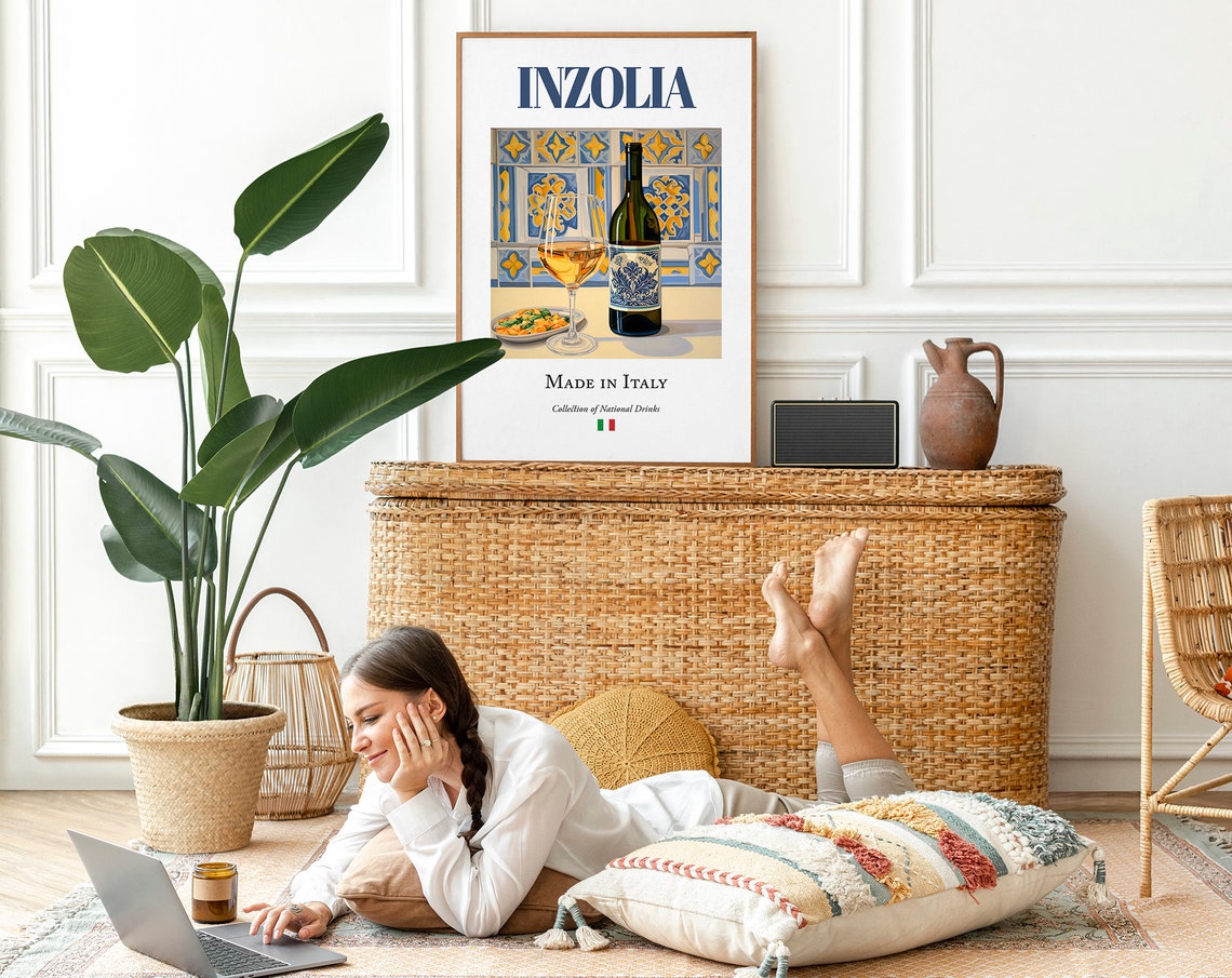Inzolia Wine On Maiolica Tile, Italian Poster - Image 2