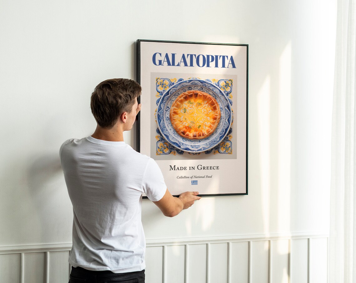 Galatopita On Maiolica Tile Plate, Greek Food Art Print - Image 3