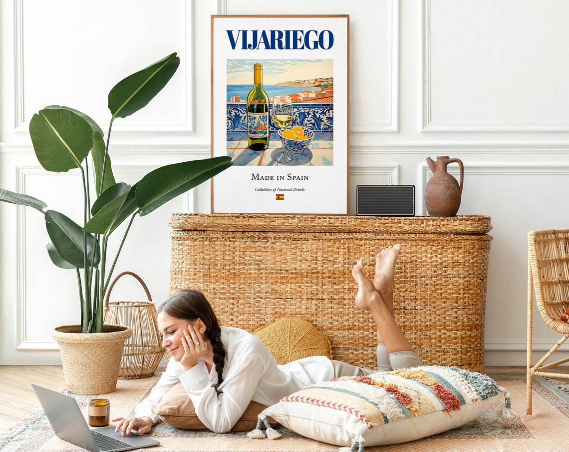 Vijariego Wine on Maiolica Tile, Traditional Poster Print - Image 2