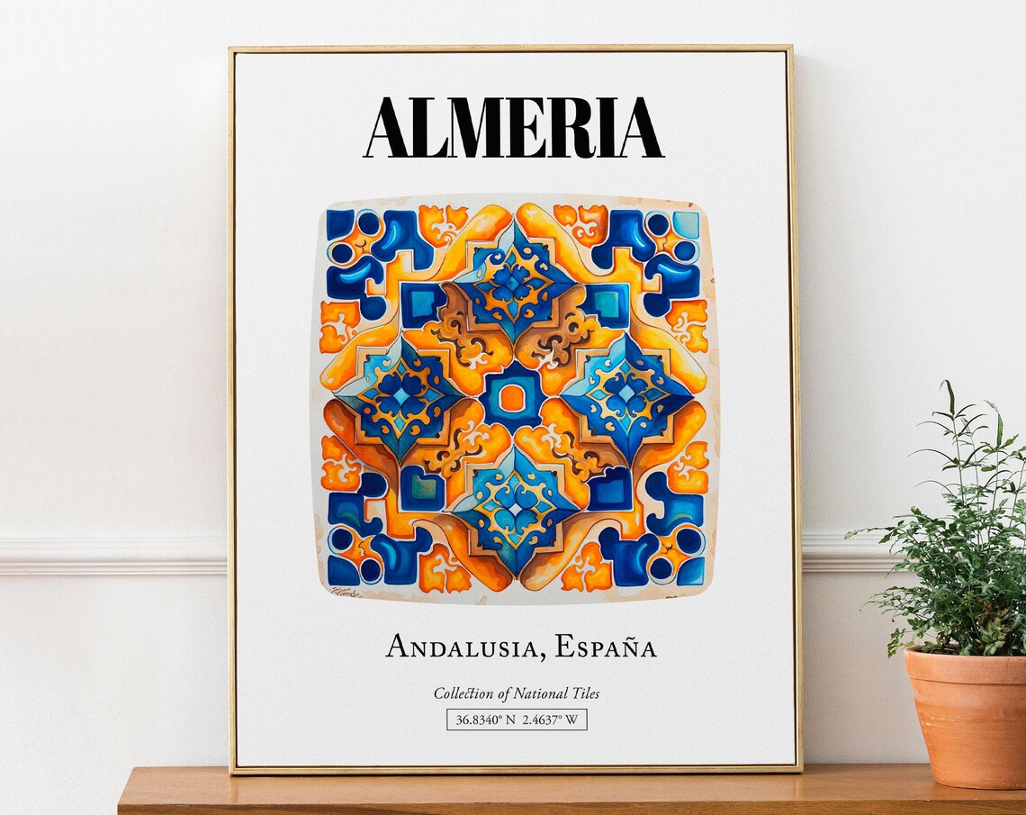 Almeria Allure Tile Design Poster, Andalusia Spain