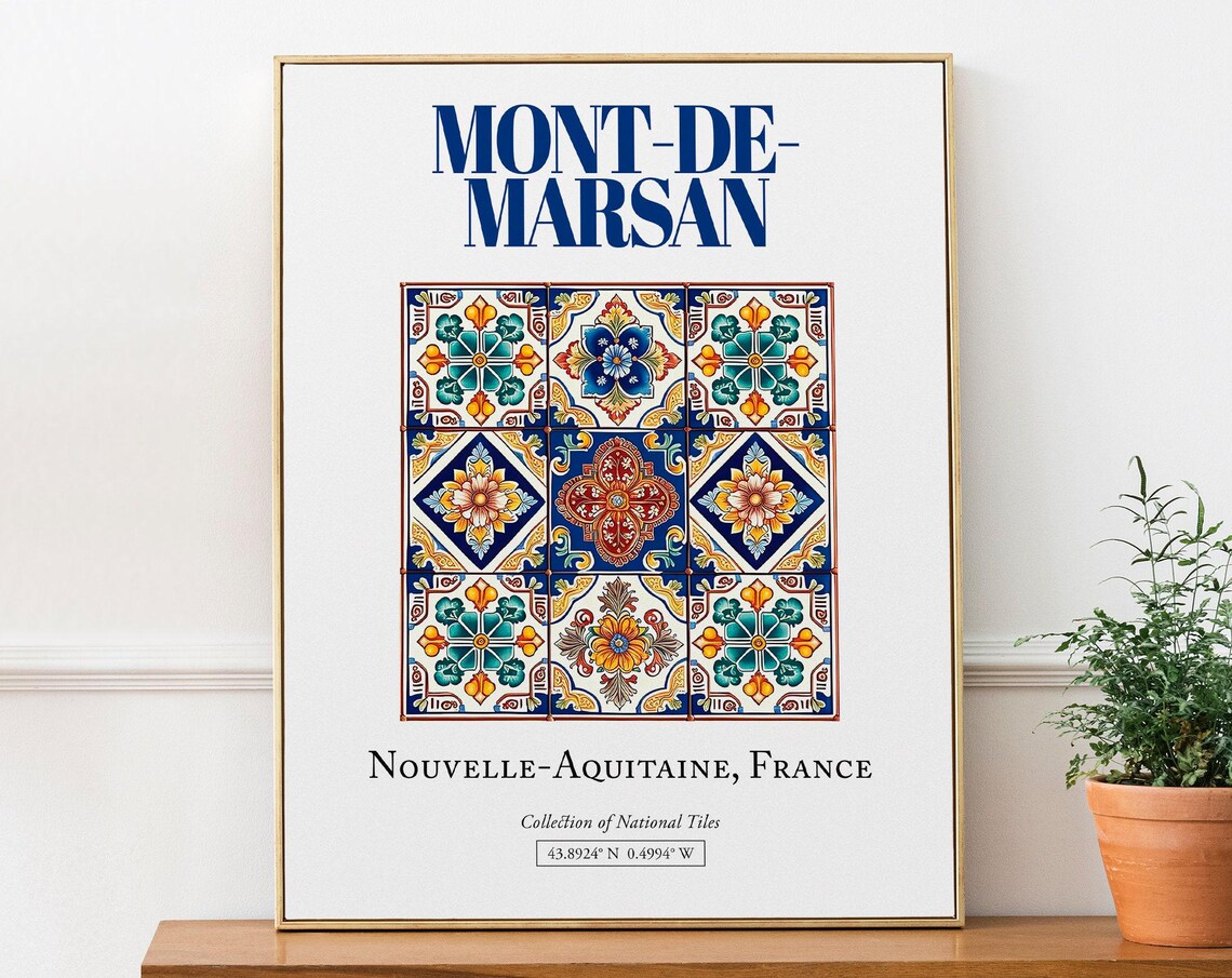 Montdemarsan Nouvelle-Aquitaine France Folk Tile Art Print