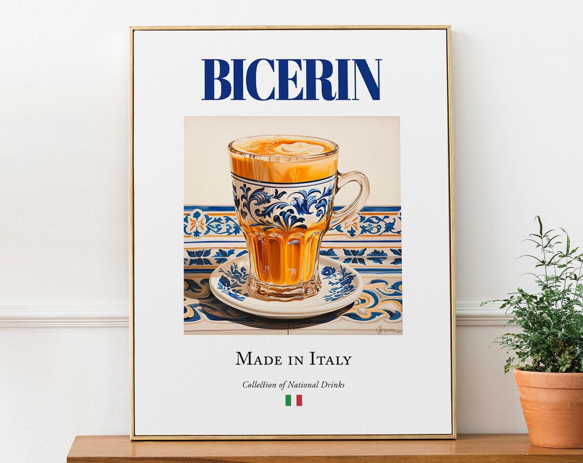 Bicerin On Maiolica Tile, Italian Beverage Poster