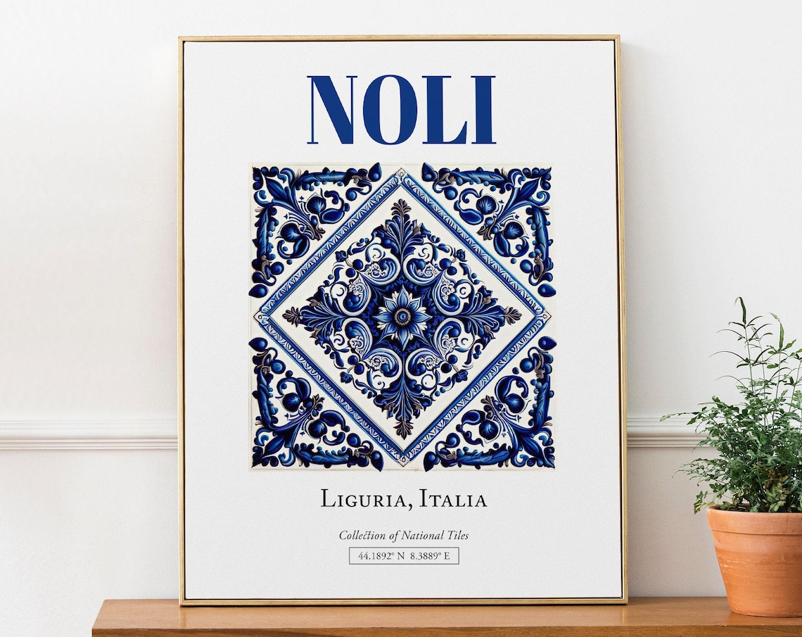 Noli Liguria Italy Folk Maiolica Tile Art Print