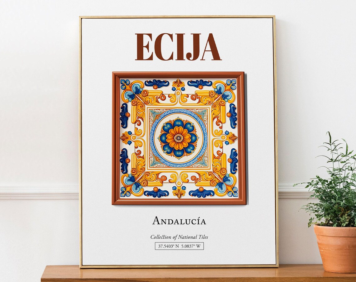Ecija Andaluca Spain Minimalist Tile Art Print