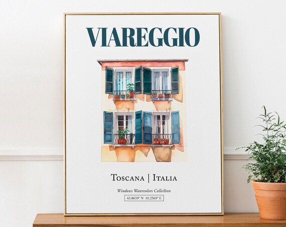 Viareggio Toscana Italia Travel Poster, Watercolor