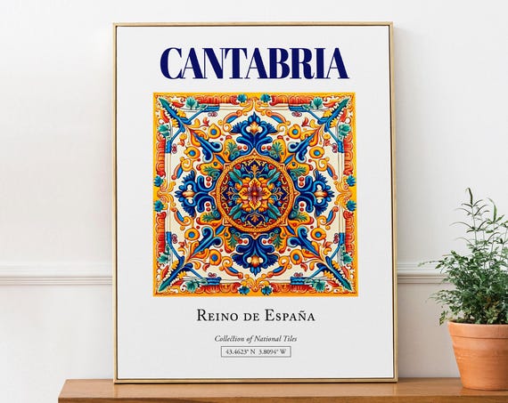 Cantabria Spain Traditional Tile Travel Poster