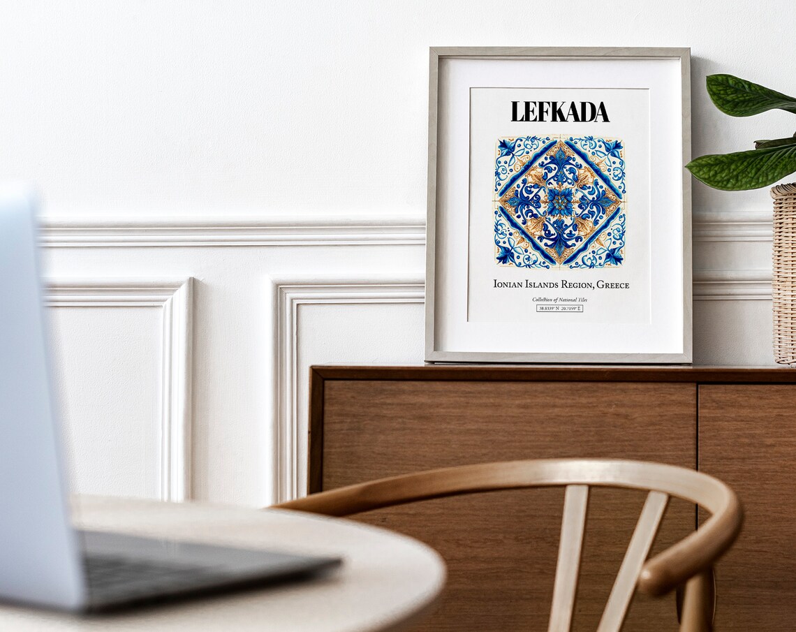Lefkada Traditional Tile Artistry, Greek Island Art Print - Image 3