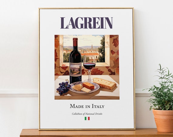 Lagrein on Maiolica Tile, Italian Beverage Art Print