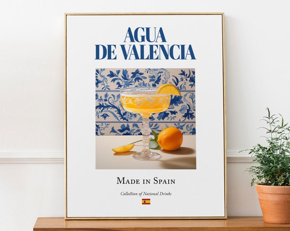Agua De Valencia Maiolica Tile Spanish Drink Poster