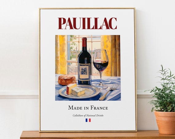 Pauillac Maiolica Tile Beverage Art Print, Gironde