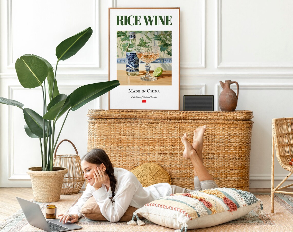 Rice Wine On Maiolica Tile, Kitchen And Bar Poster - Image 2