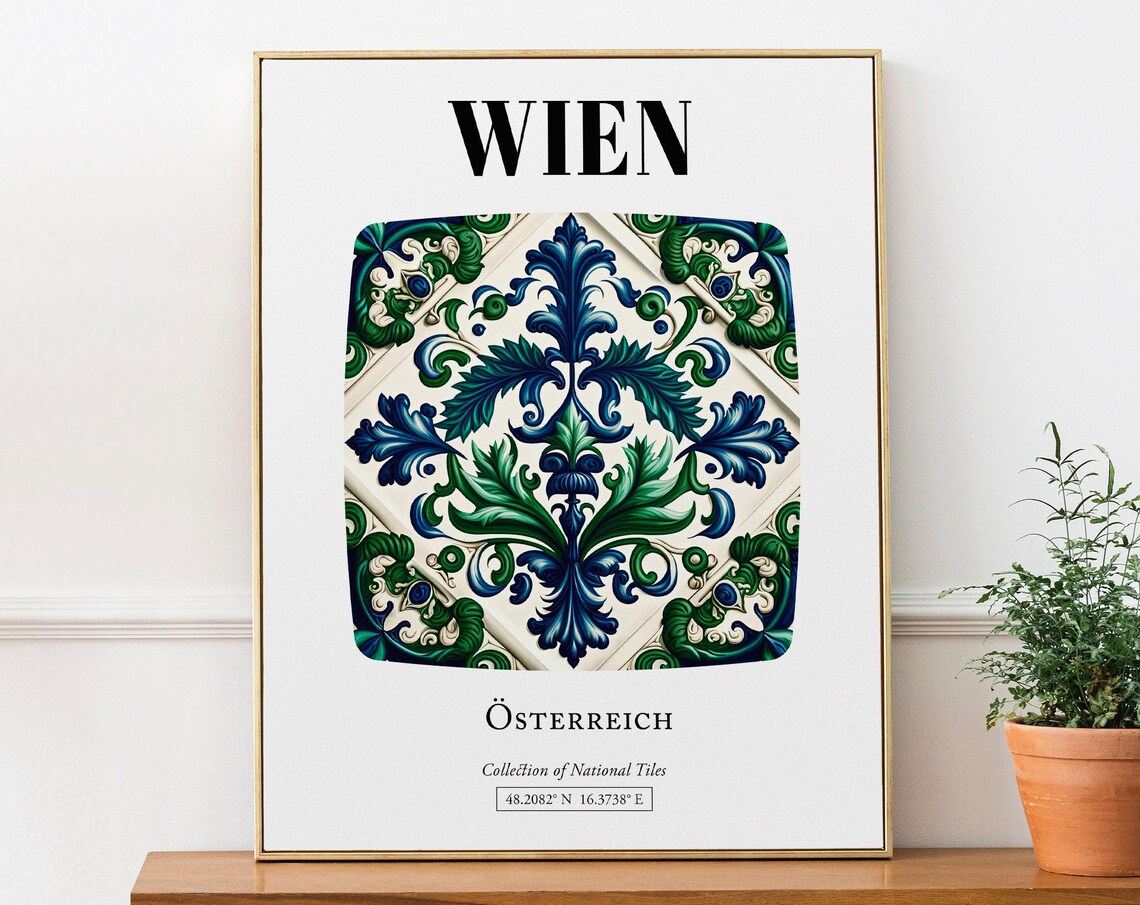 Vienna Austria Traditional Tile Pattern Travel Poster
