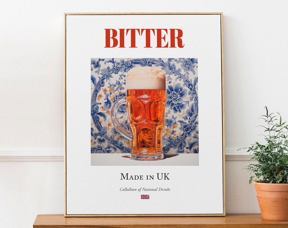 Bitter On Maiolica Tile Beverage Poster, Kitchen Bar Art