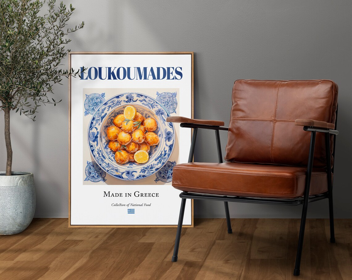 Loukoumades On Maiolica Tile Plate, Greek Food Art Print - Image 4