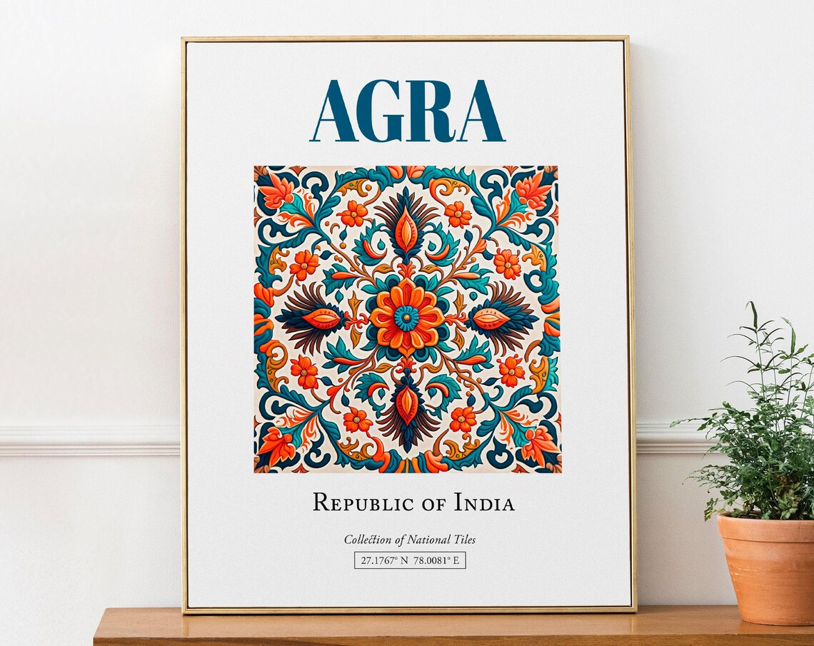 Agra India Minimalist Traditional Tile Poster