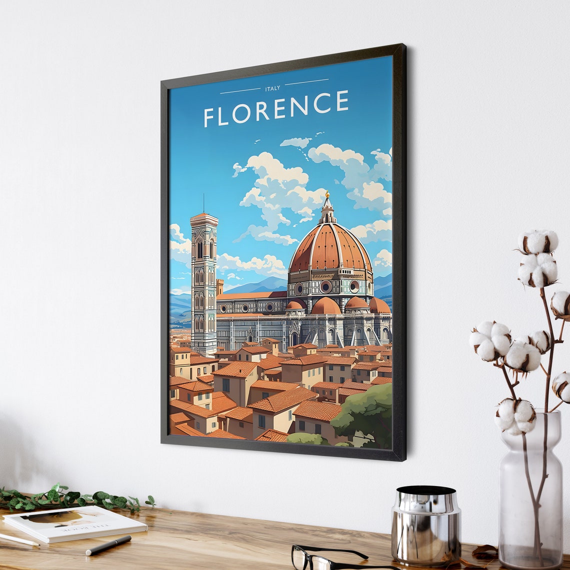 Florence Italy Cathedral Dome Terracotta Rooftops Travel Poster - Image 4