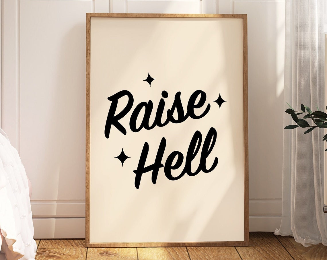 Raise Hell Print Cowgirl Print Western Art Cowgirl Decor Western Print Y2k Aesthetic Retro Wall Art Cowgirl Art Art