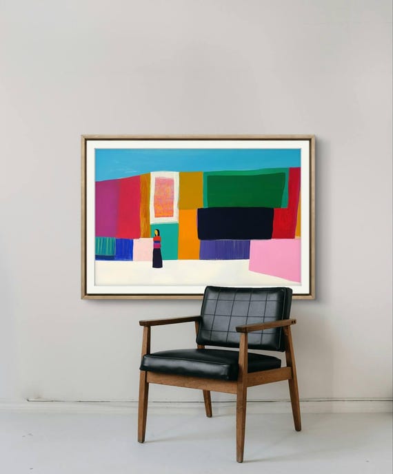 Geometric Landscape Art Print Modern Abstract Wall Decor