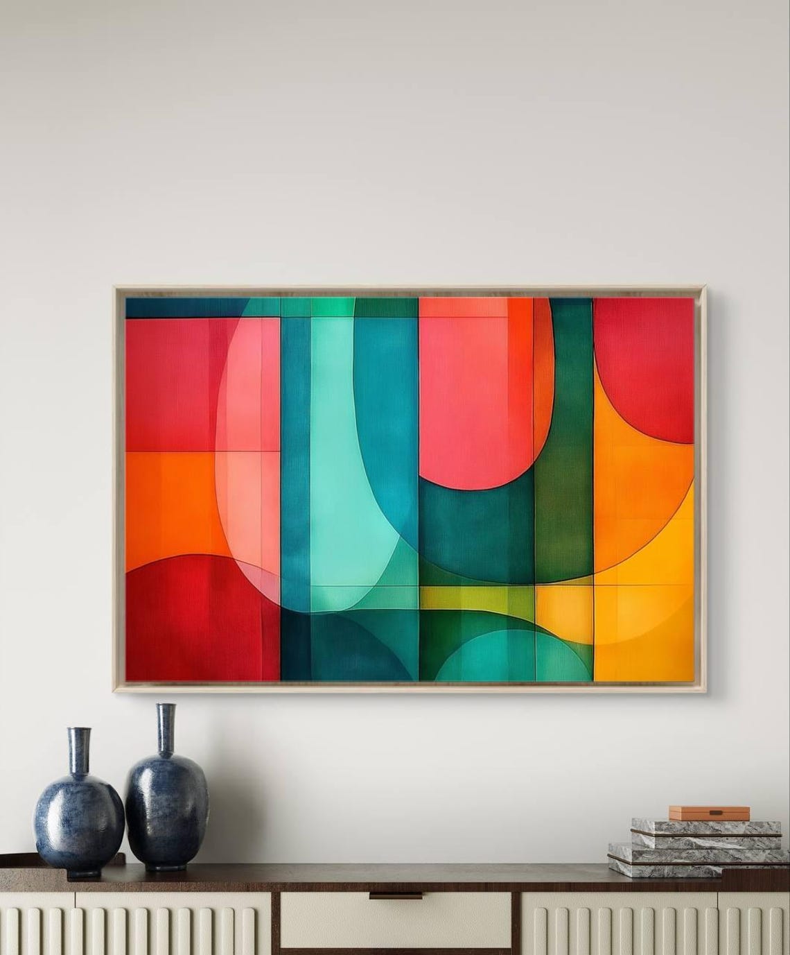 Colorful Geometric Arches Abstract Modern Composition Wall Poster