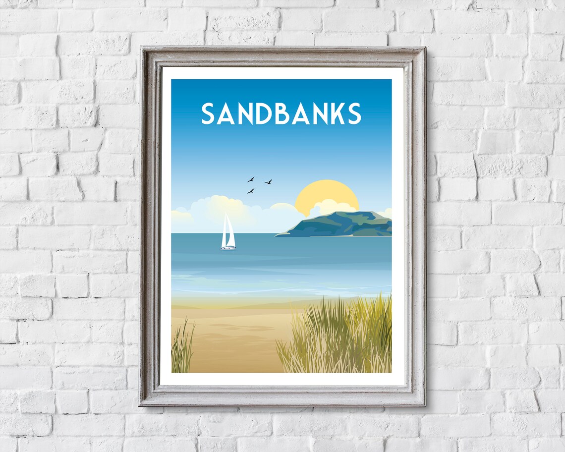 Sandbanks Dorset Retro Travel Poster, Travel Print - Image 2