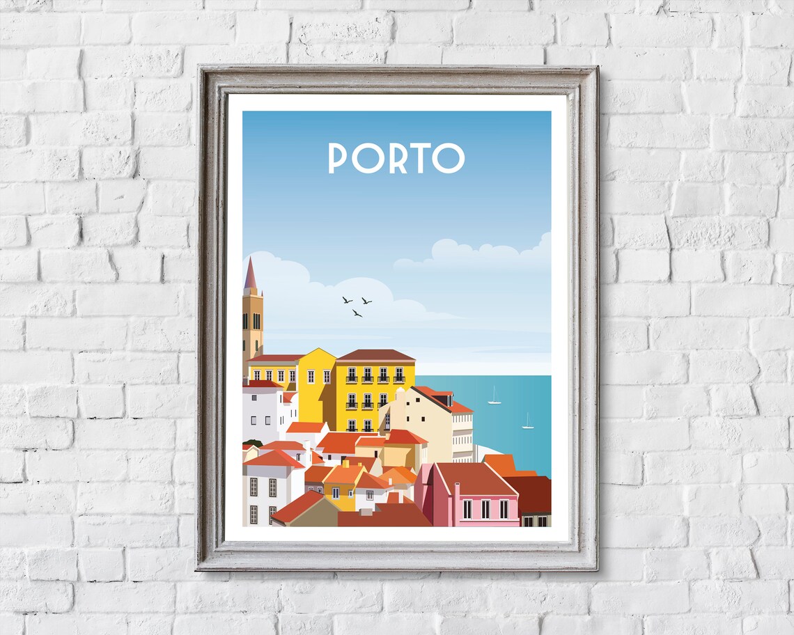 Porto Portugal Old Town Terracotta Roofs Riverside Travel Poster - Image 2