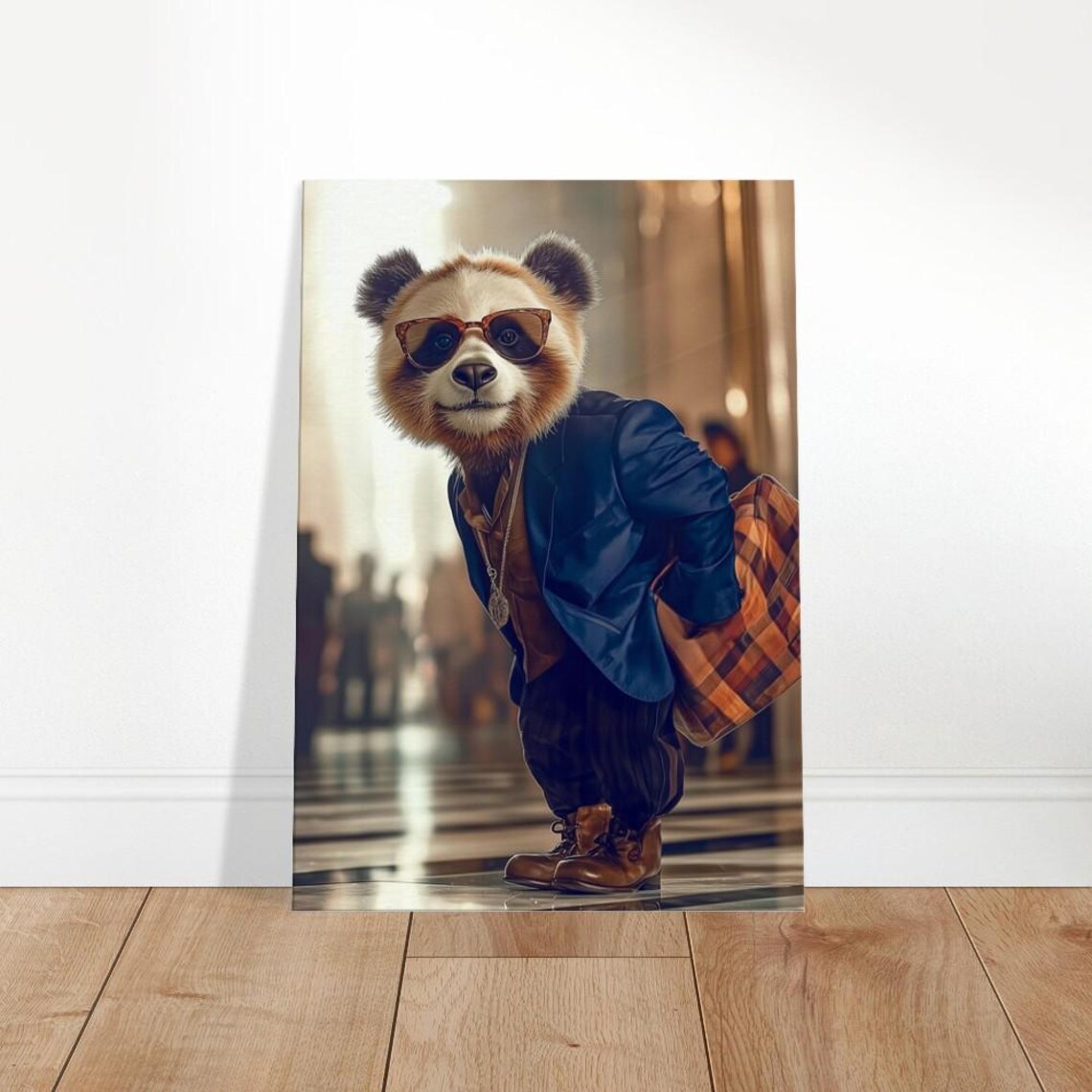 Dapper Panda In Suit Canvas Art Quirky Animal Fashion Print